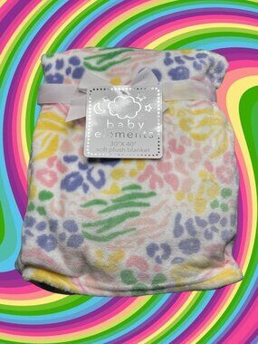 NWT Animal Print Plush Baby Blanket Pink Purple Yellow Leopard Cheetah Toddler